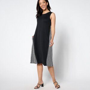 LOGO by Lori Goldstein Petite Raschel Knit Tank Dress - Black Sz XSP a649619